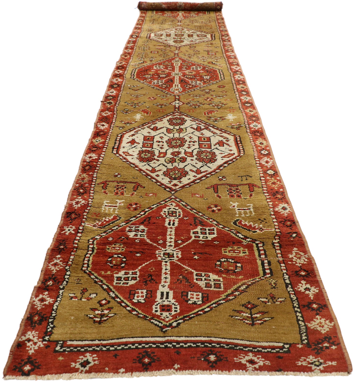 2 x 14 Antique Russian Caucasian Tribal Runner 72223