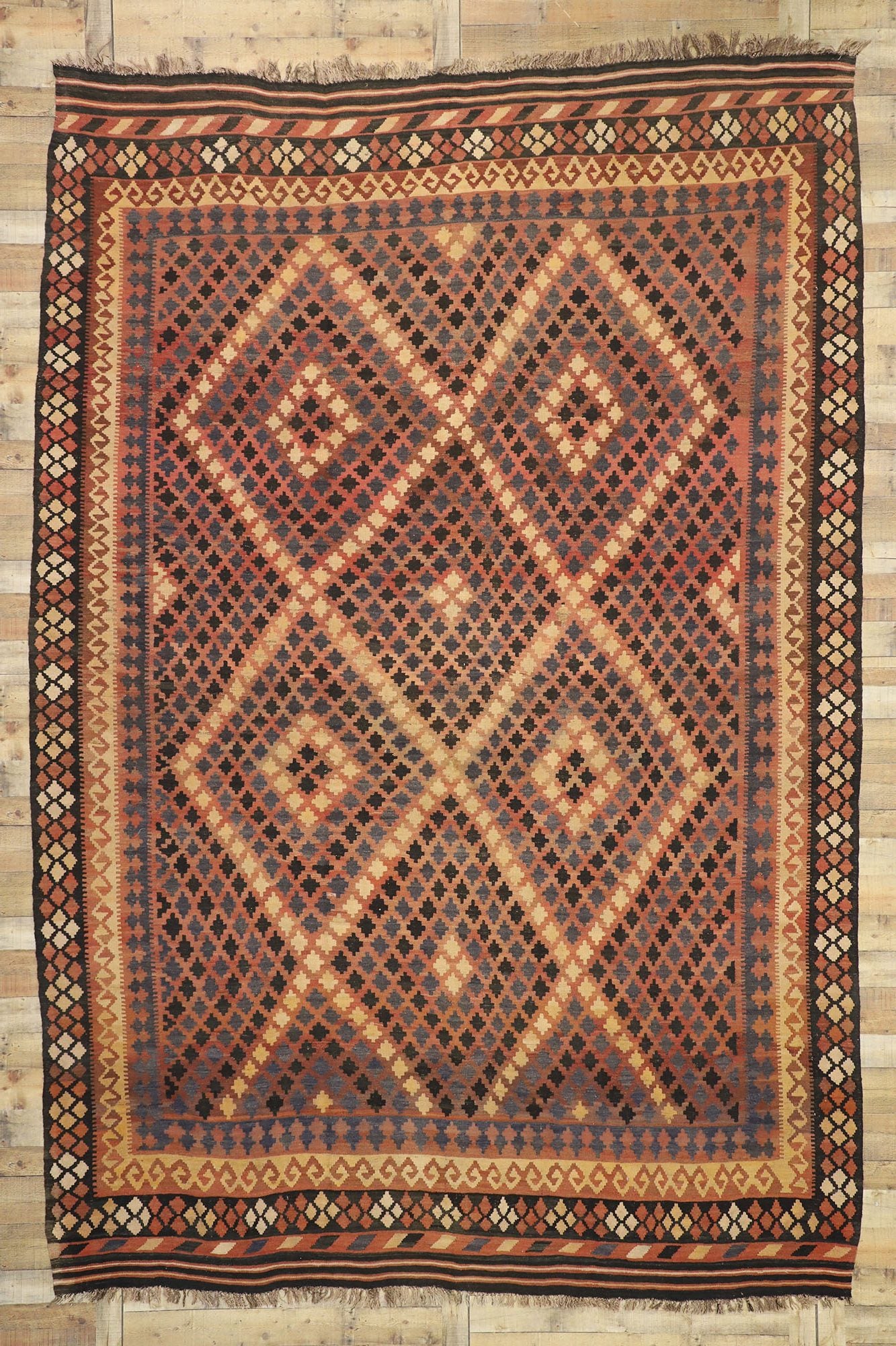 10 x 14 Vintage Afghan Maimana Kilim Rug 72258