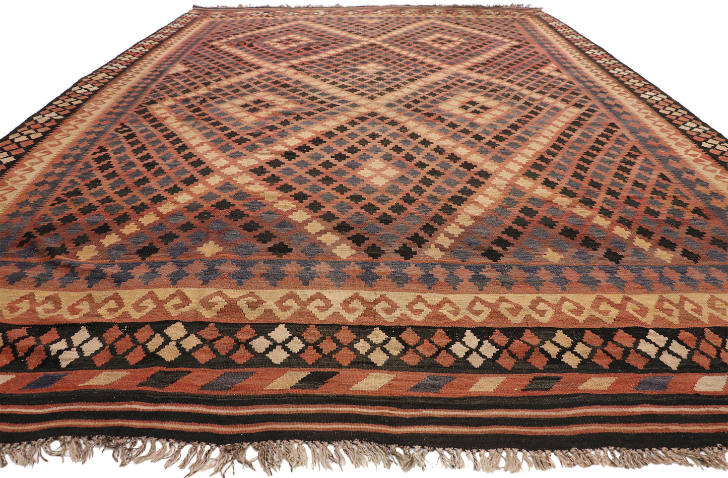 10 x 14 Vintage Afghan Maimana Kilim Rug 72258