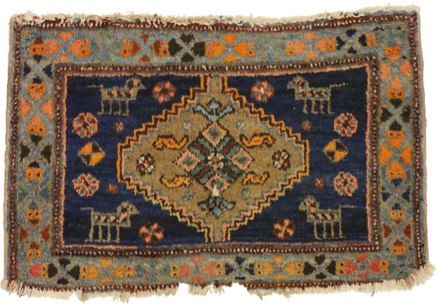 2 x 3 Antique-Worn Persian Hamadan Rug 72553