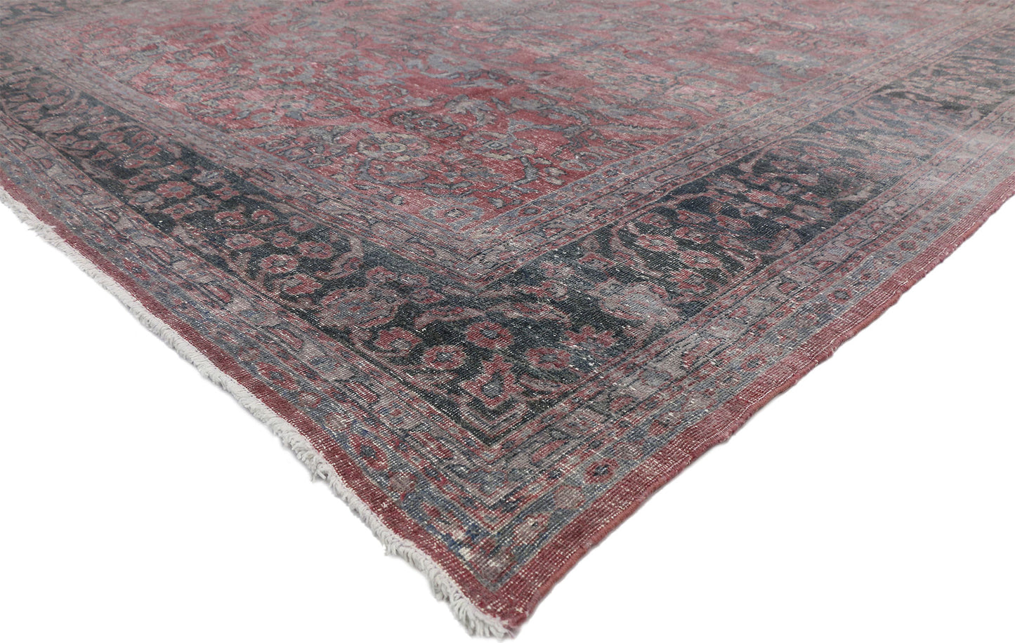9 x 12 Distressed Antique Persian Tabriz Rug 72868