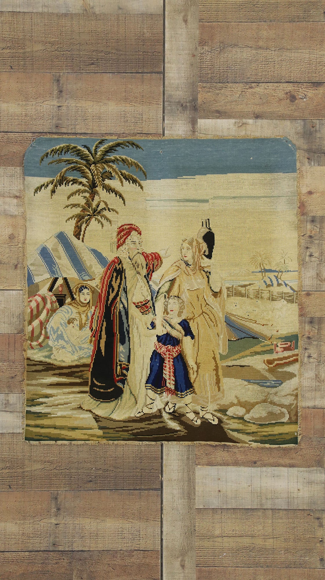 3 x 3 Antique Needlepoint Tapestry 72874