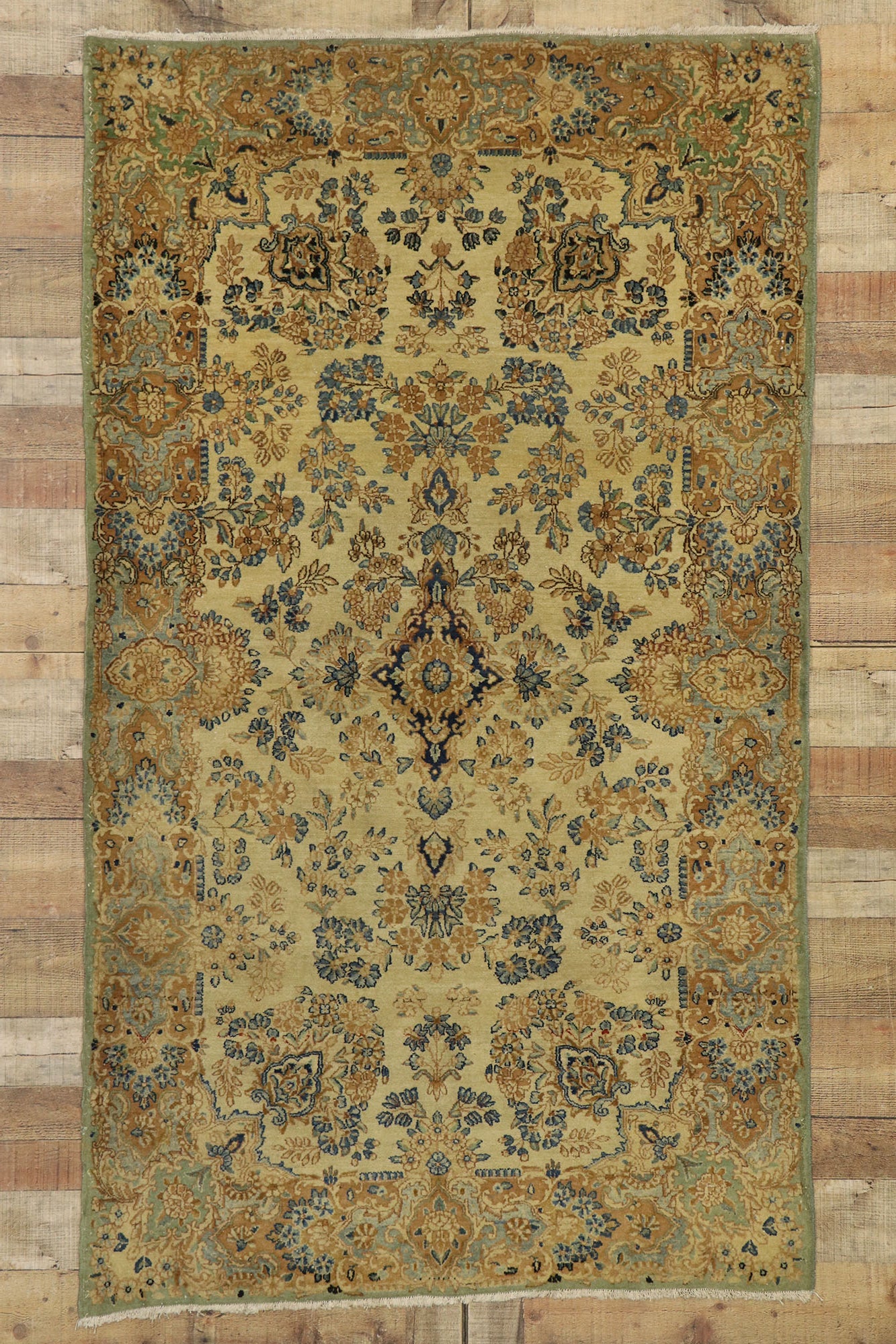 4 x 7 Vintage Persian Kerman Rug 72996