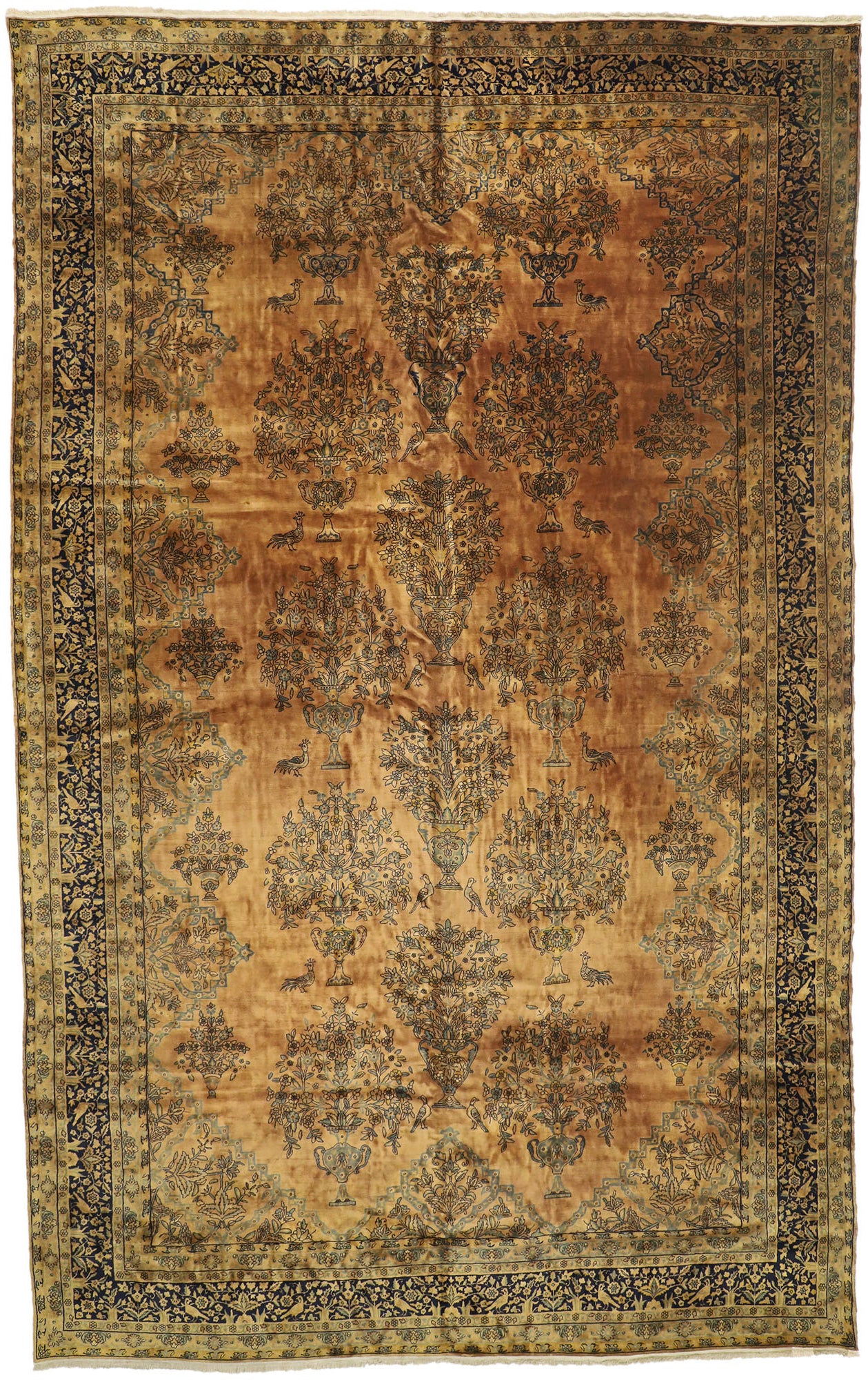 12 x 19 Antique Persian Kashan Rug 73123