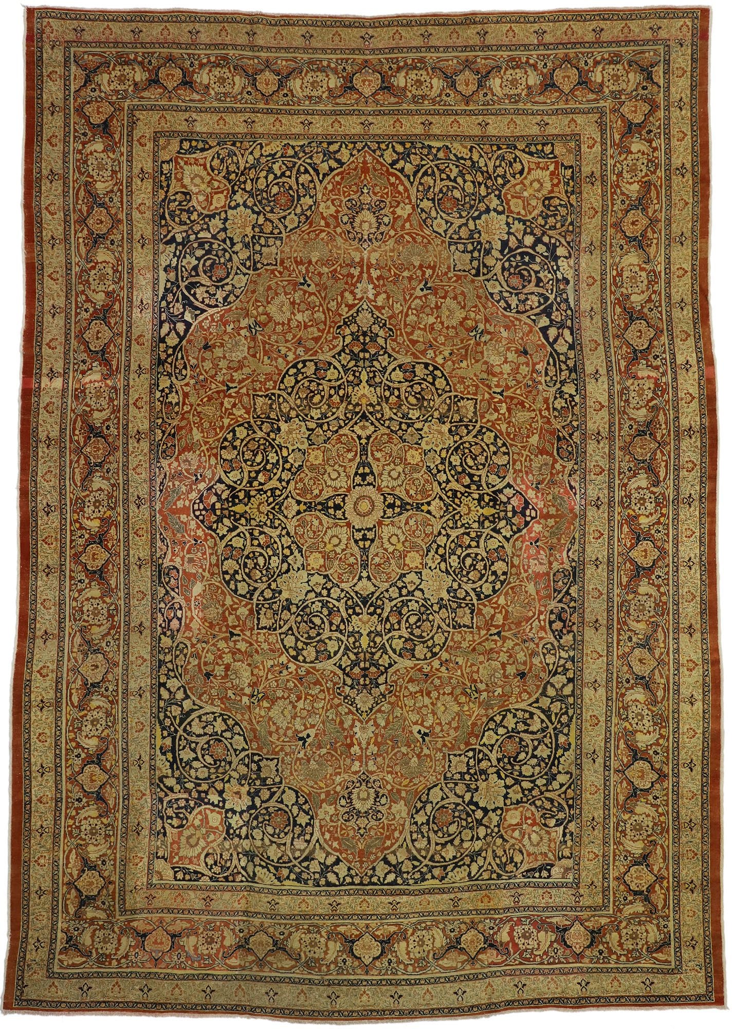 9 x 13 Antique Persian Tabriz Rug 73130