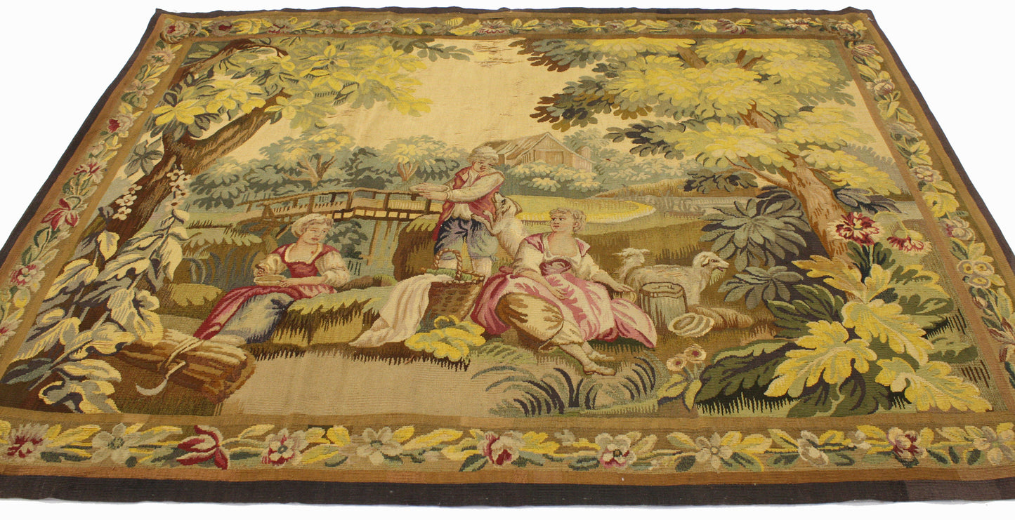 5 x 6 Antique French Pastoral Tapestry 73139