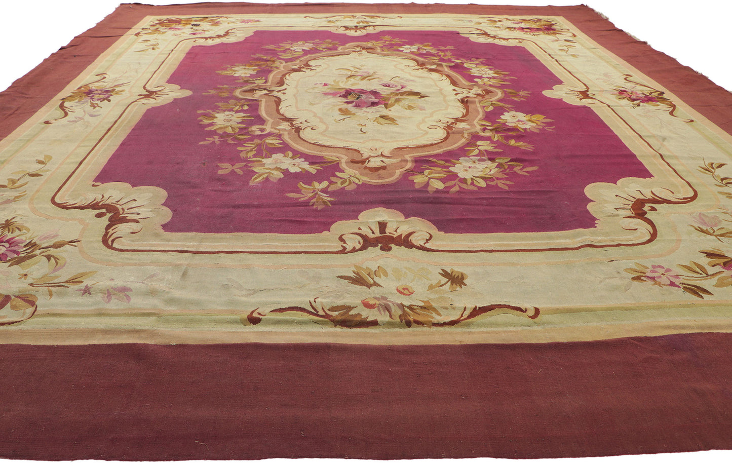 9 x 11 Antique French Aubusson Rug 73151