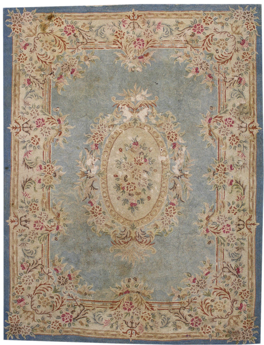 9 x 11 Antique Chinese Floral Hooked Rug 73171