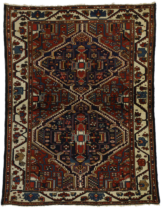 5 x 7 Antique Persian Bakhtiari Rug 73315