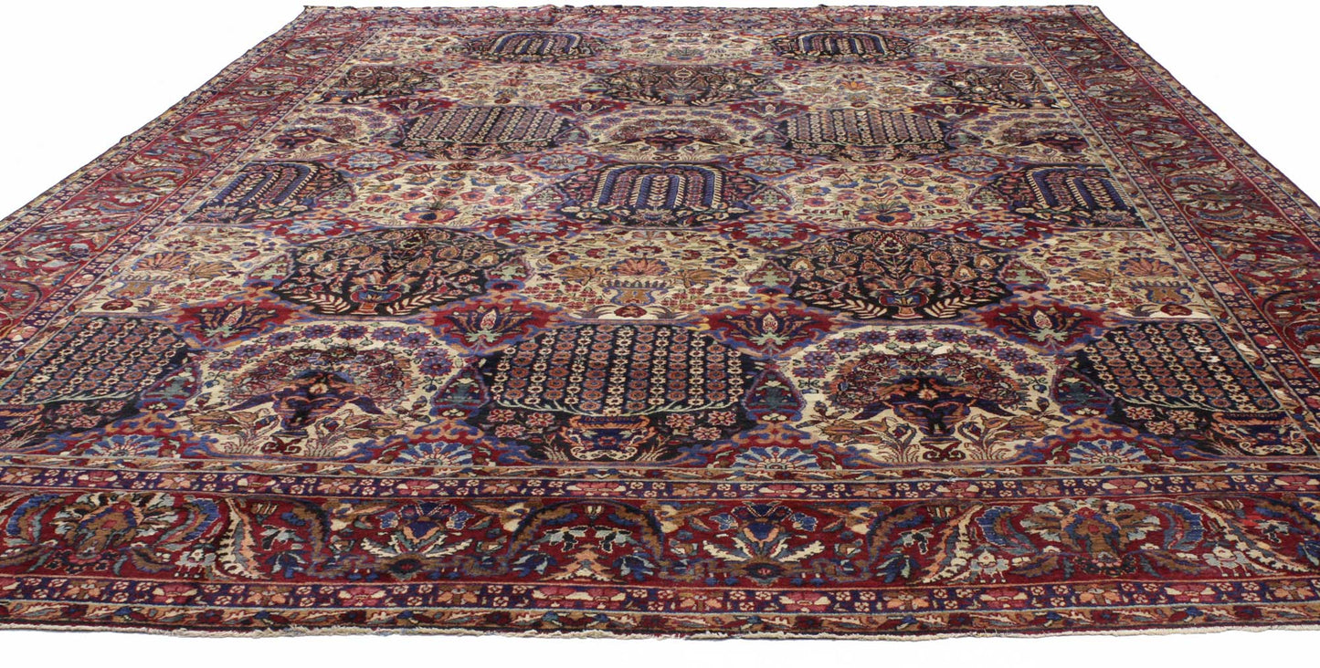 11 x 16 Antique Persian Yazd Rug 73339