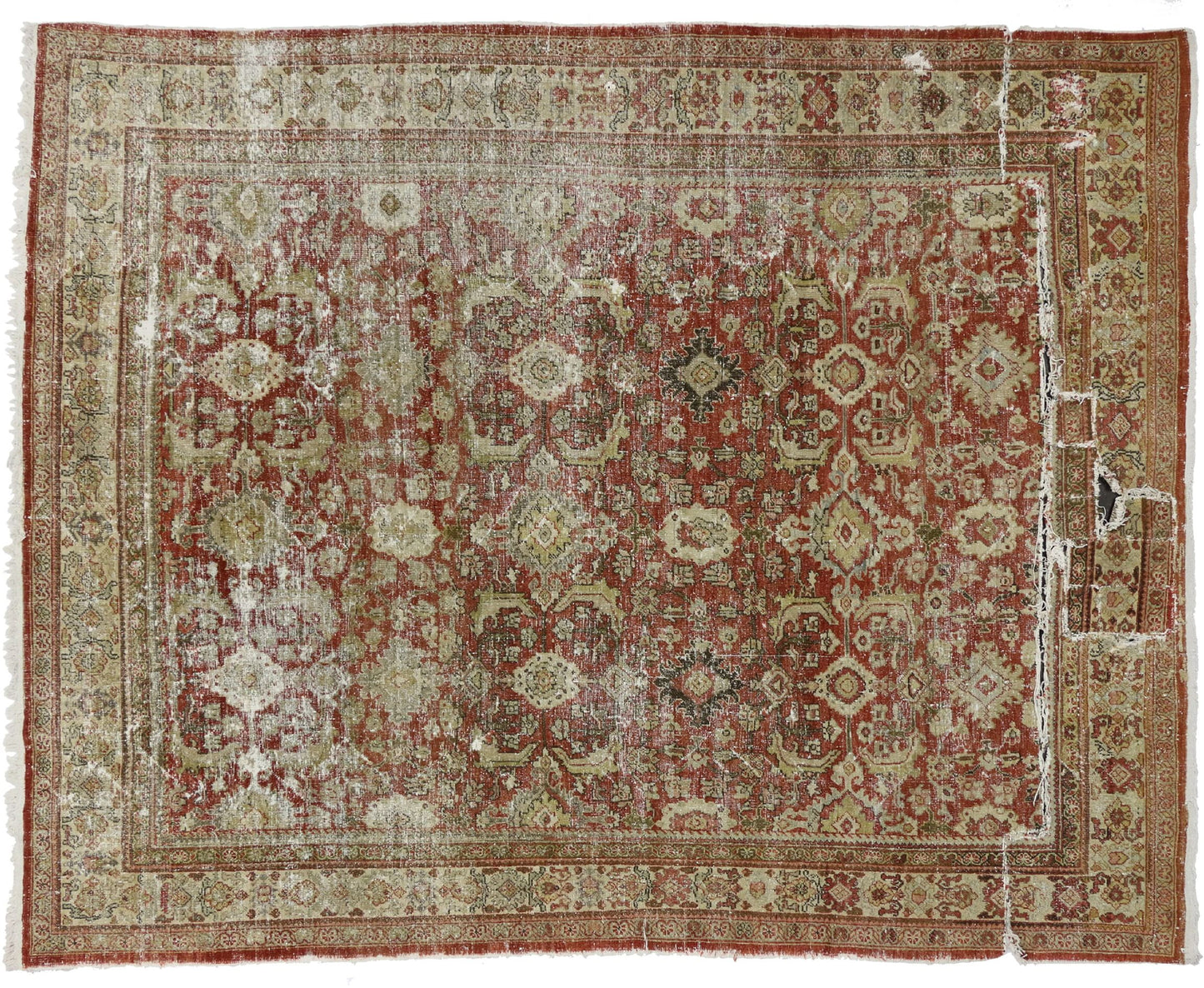 9 x 11 Antique-Worn Persian Mahal Rug 73380
