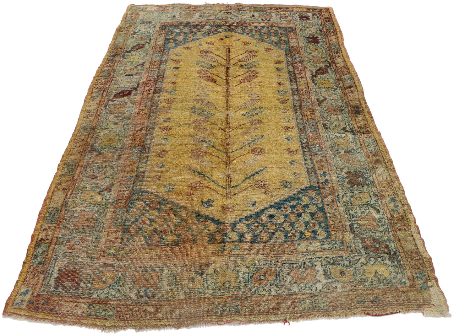 4 x 7 Antique Turkish Oushak Rug 73610