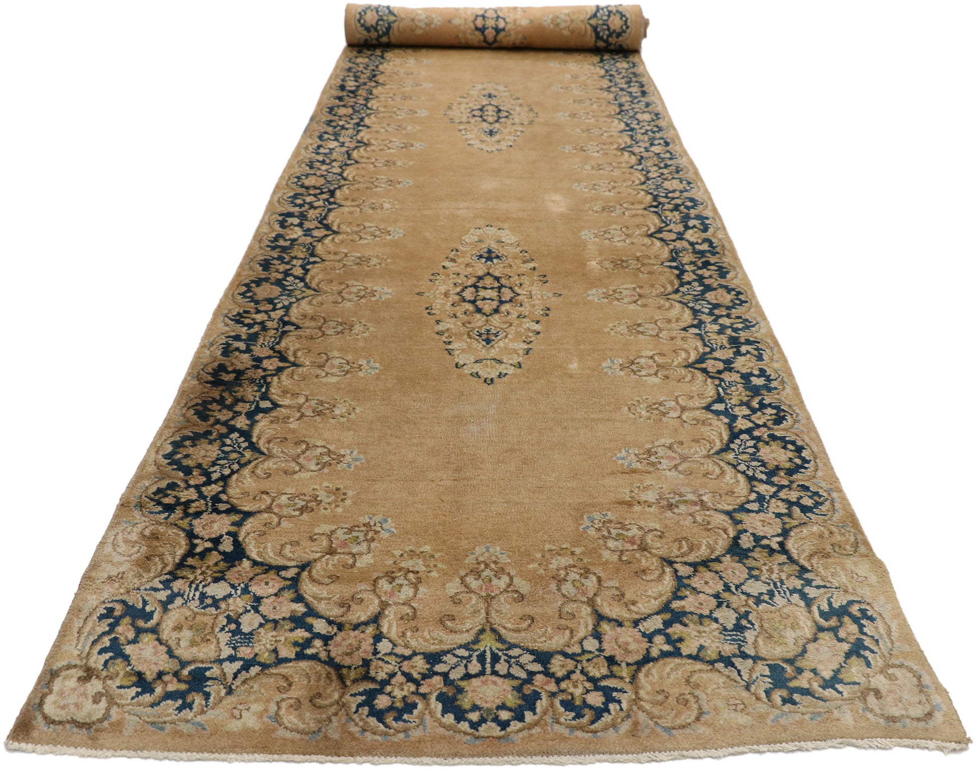 3 x 17 Antique Persian Kerman Rug 73660