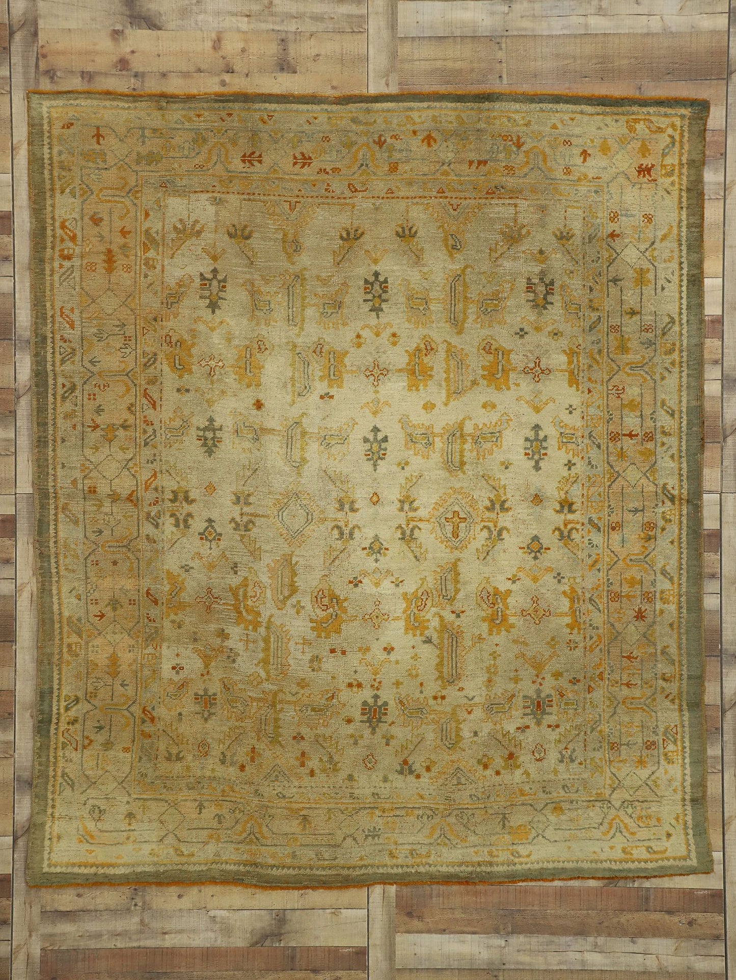 7 x 9 Antique Turkish Oushak Angora Rug 73716