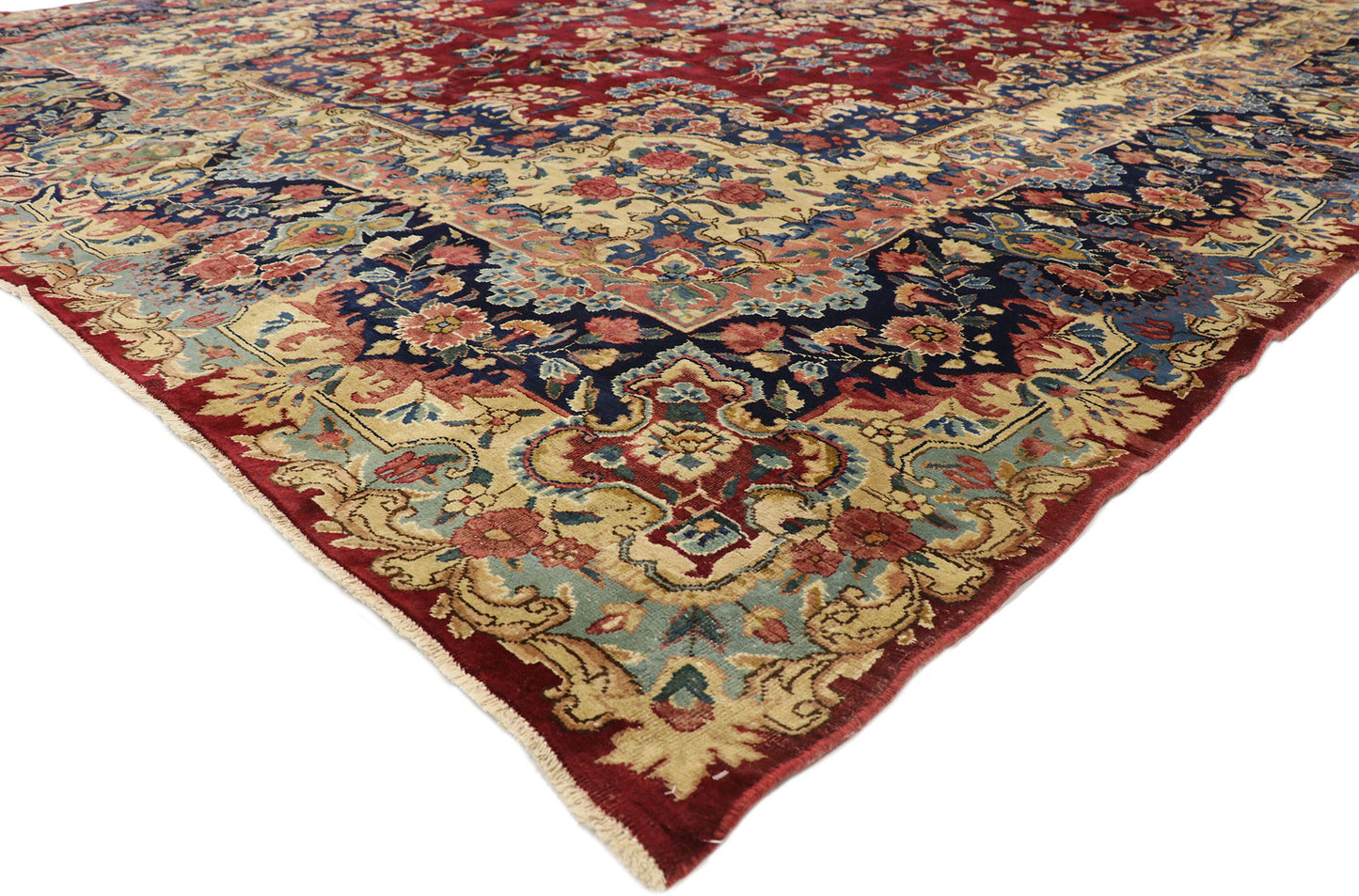 10 x 14 Vintage Persian Yazd Rug 73735