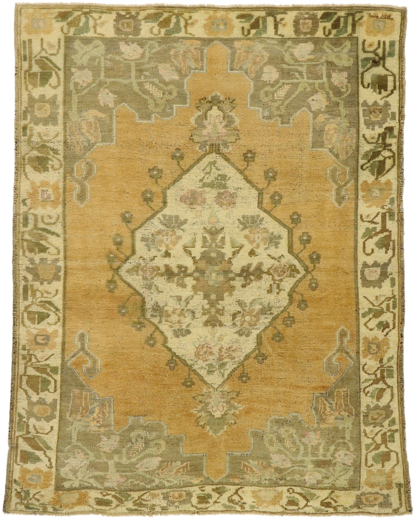 5 x 6 Vintage Turkish Oushak Rug 73772