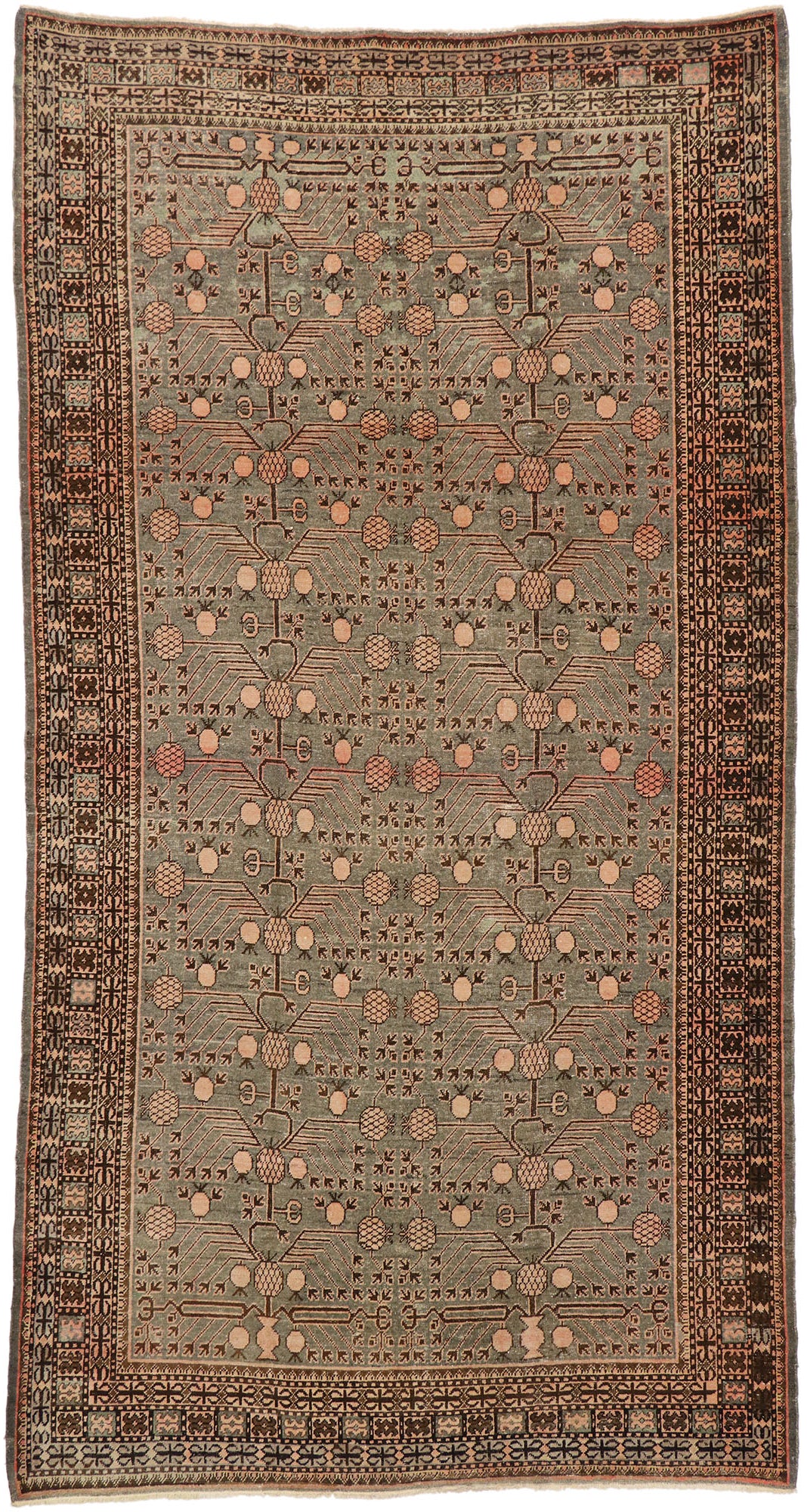 7 x 13 Antique Khotan Pomegranate Rug 73805
