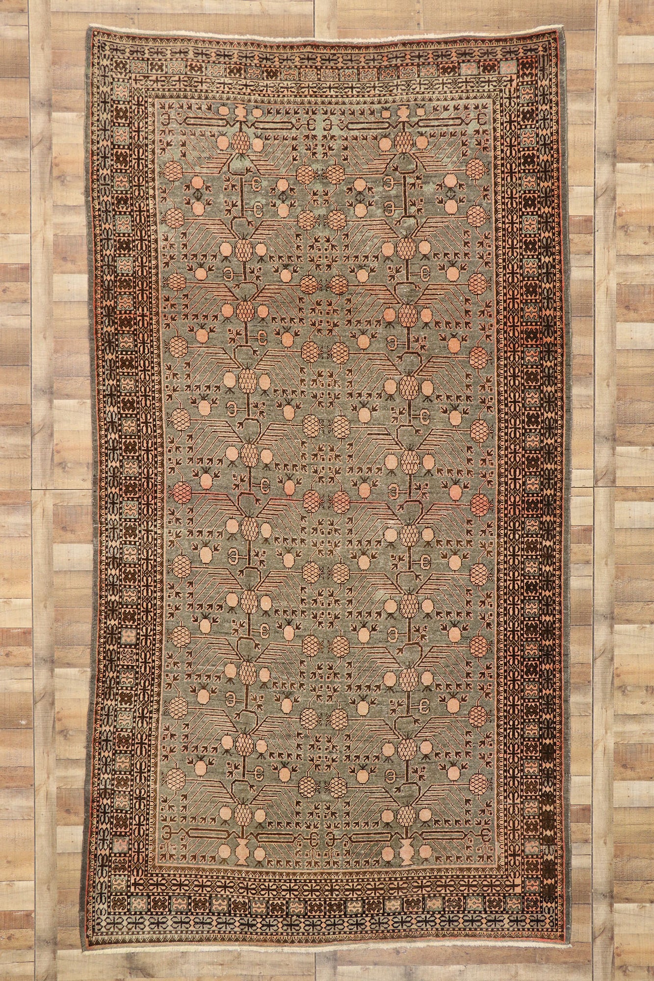 7 x 13 Antique Khotan Pomegranate Rug 73805