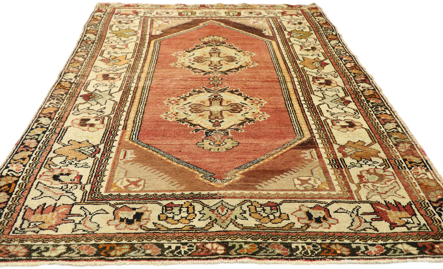 4 x 7 Vintage Turkish Oushak Rug 73864