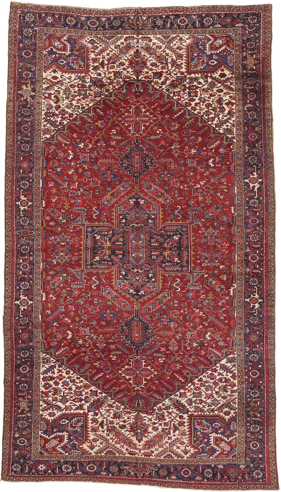 11 x 20 Antique Persian Heriz Rug 73952