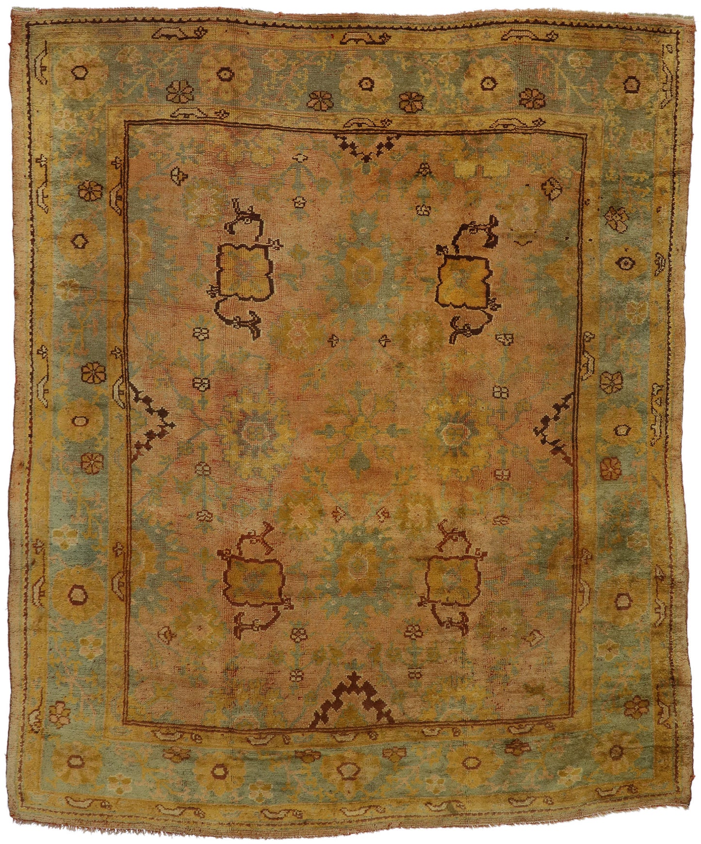9 x 12 Antique Turkish Oushak Rug 73987
