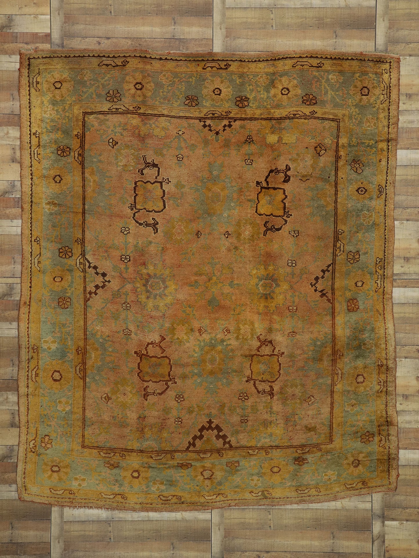 9 x 12 Antique Turkish Oushak Rug 73987