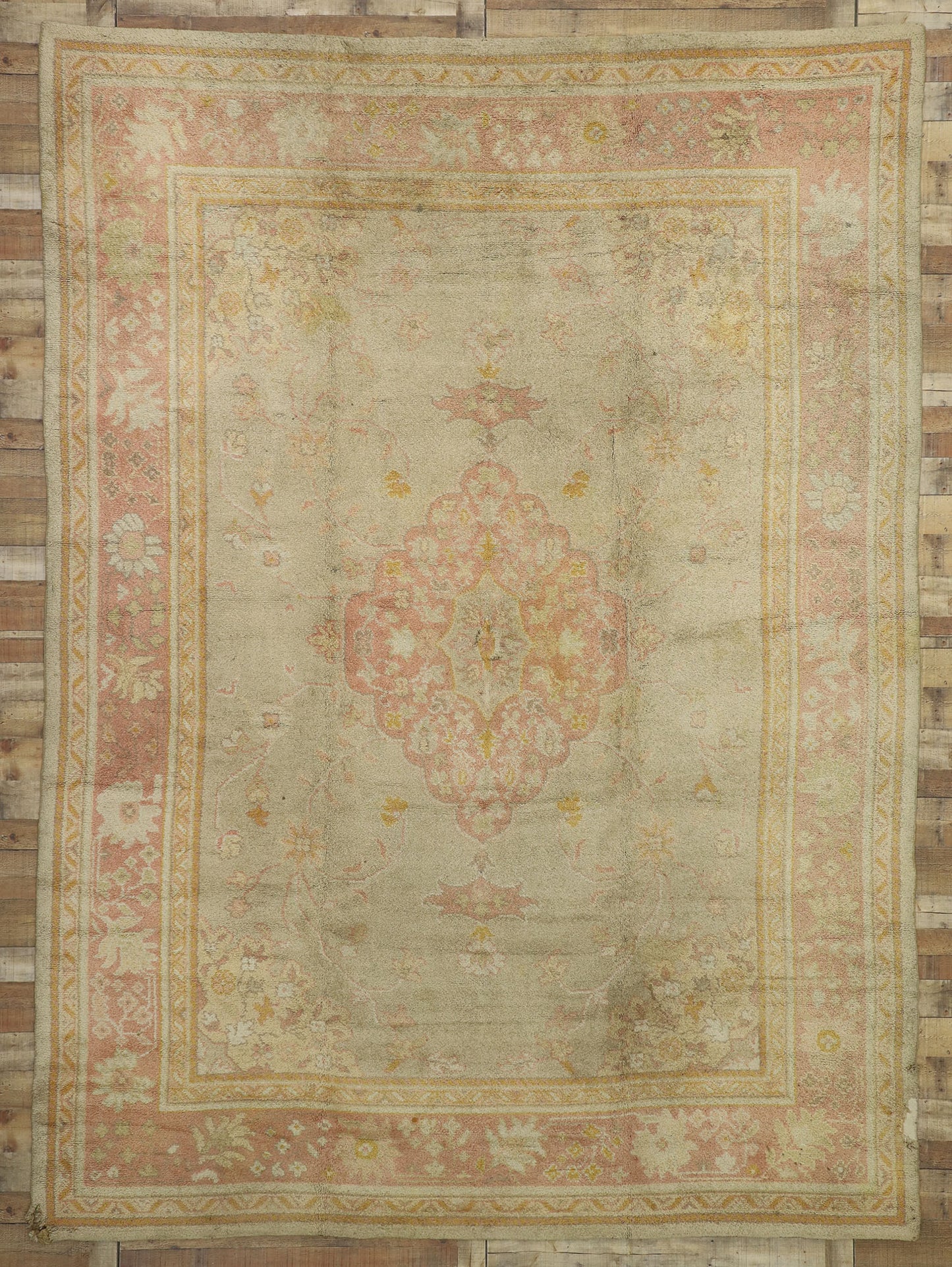 10 x 13 Antique European Oushak Rug 74018