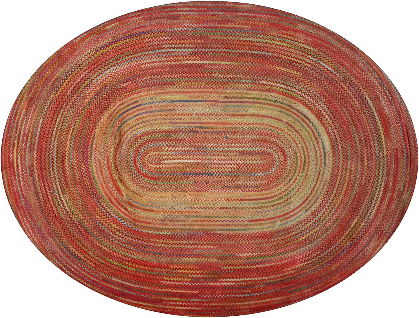 8 x 11 Antique American Hooked Oval Rug 74197