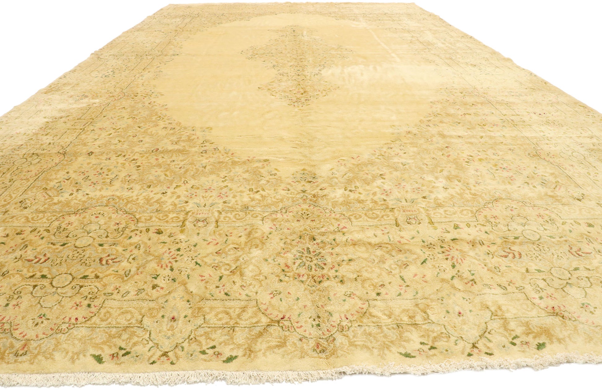 10 x 19 Vintage Persian Kerman Rug 74207