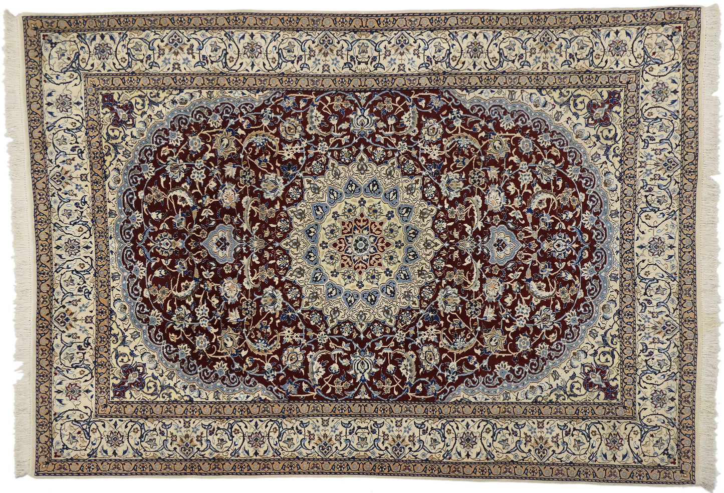 7 x 9 Vintage Persian Nain Rug 74241