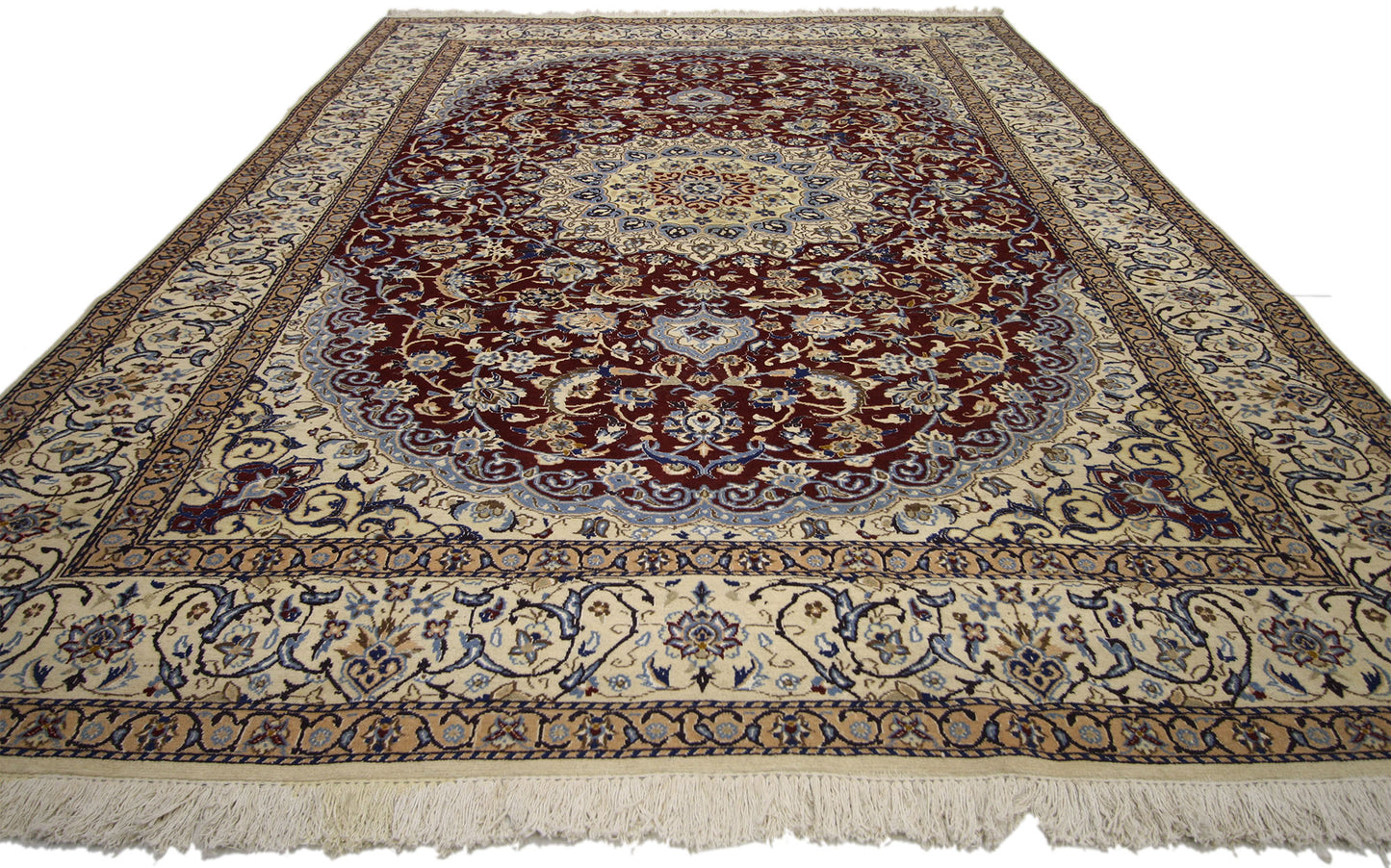 7 x 9 Vintage Persian Nain Rug 74241