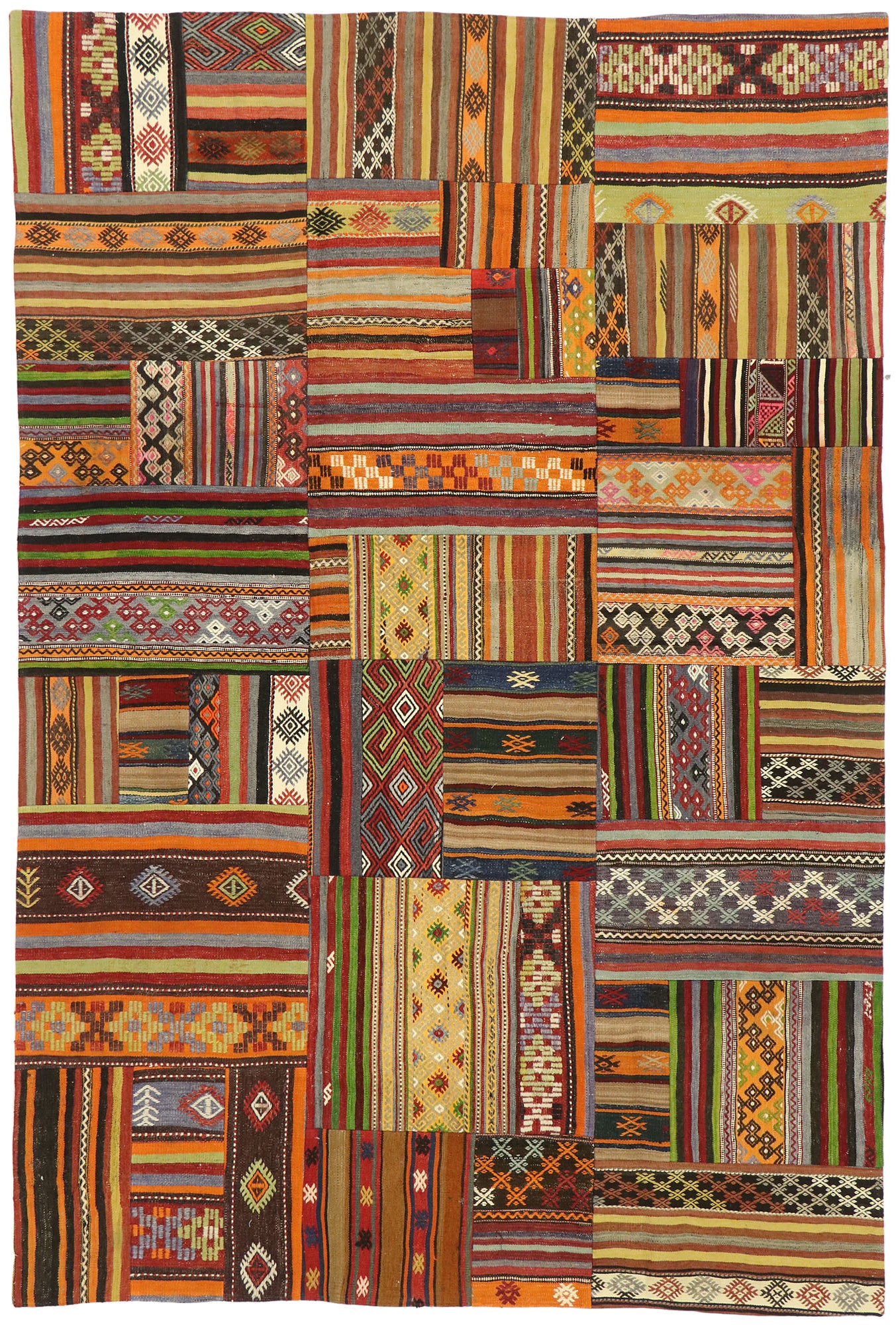 7 x 10 Vintage Patchwork Madras Rug 74243