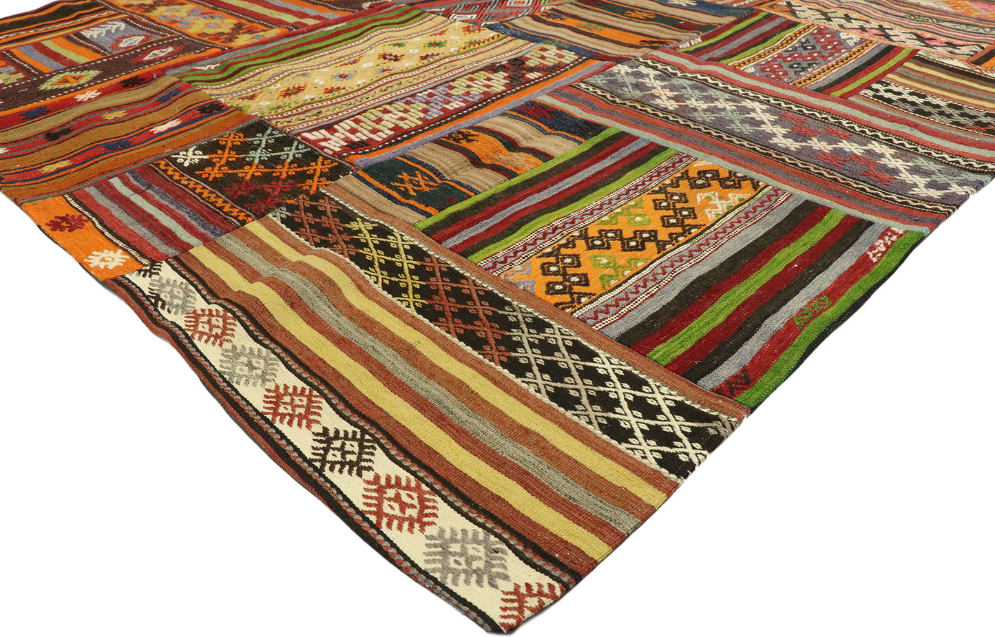 7 x 10 Vintage Patchwork Madras Rug 74243