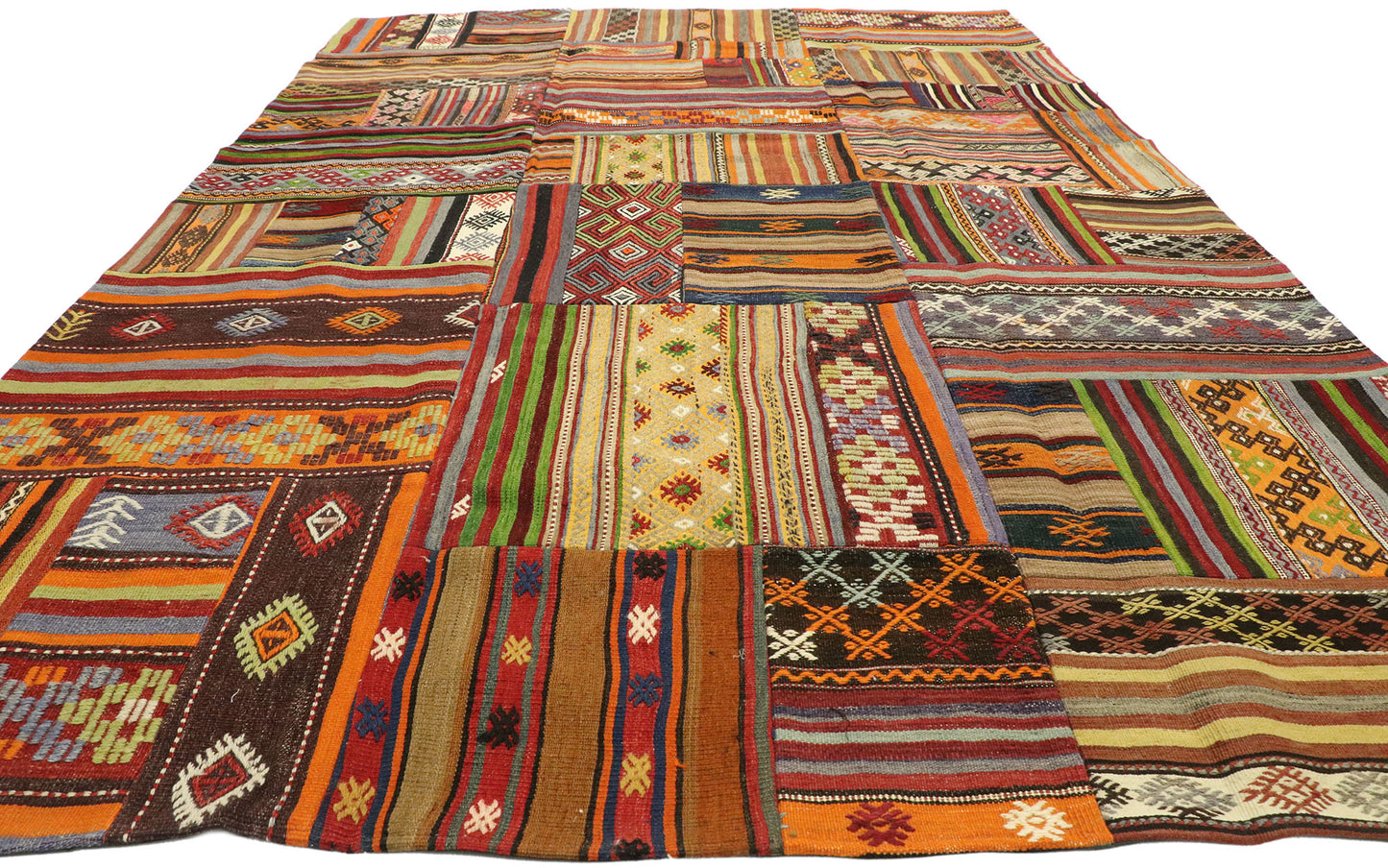 7 x 10 Vintage Patchwork Madras Rug 74243