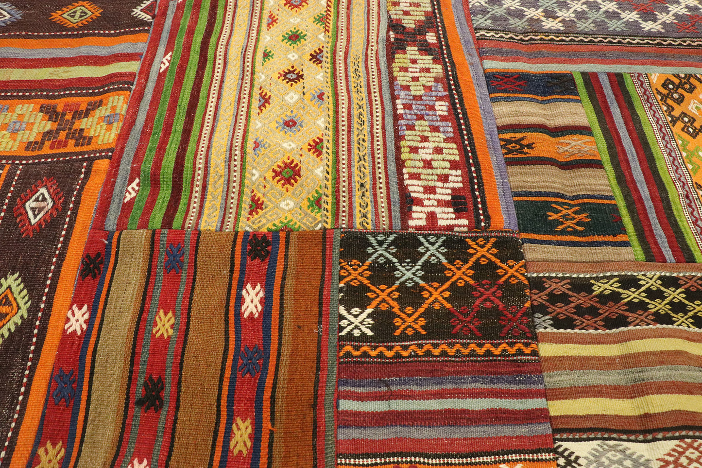 7 x 10 Vintage Patchwork Madras Rug 74243