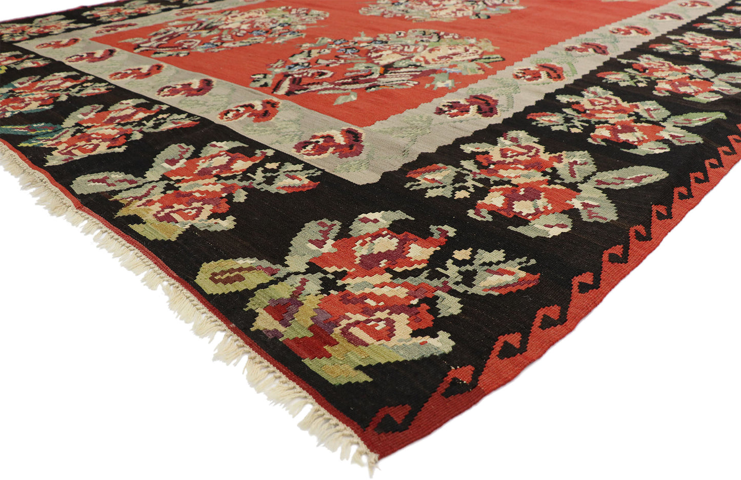 8 x 11 Vintage Turkish Rose Kilim Rug 74245