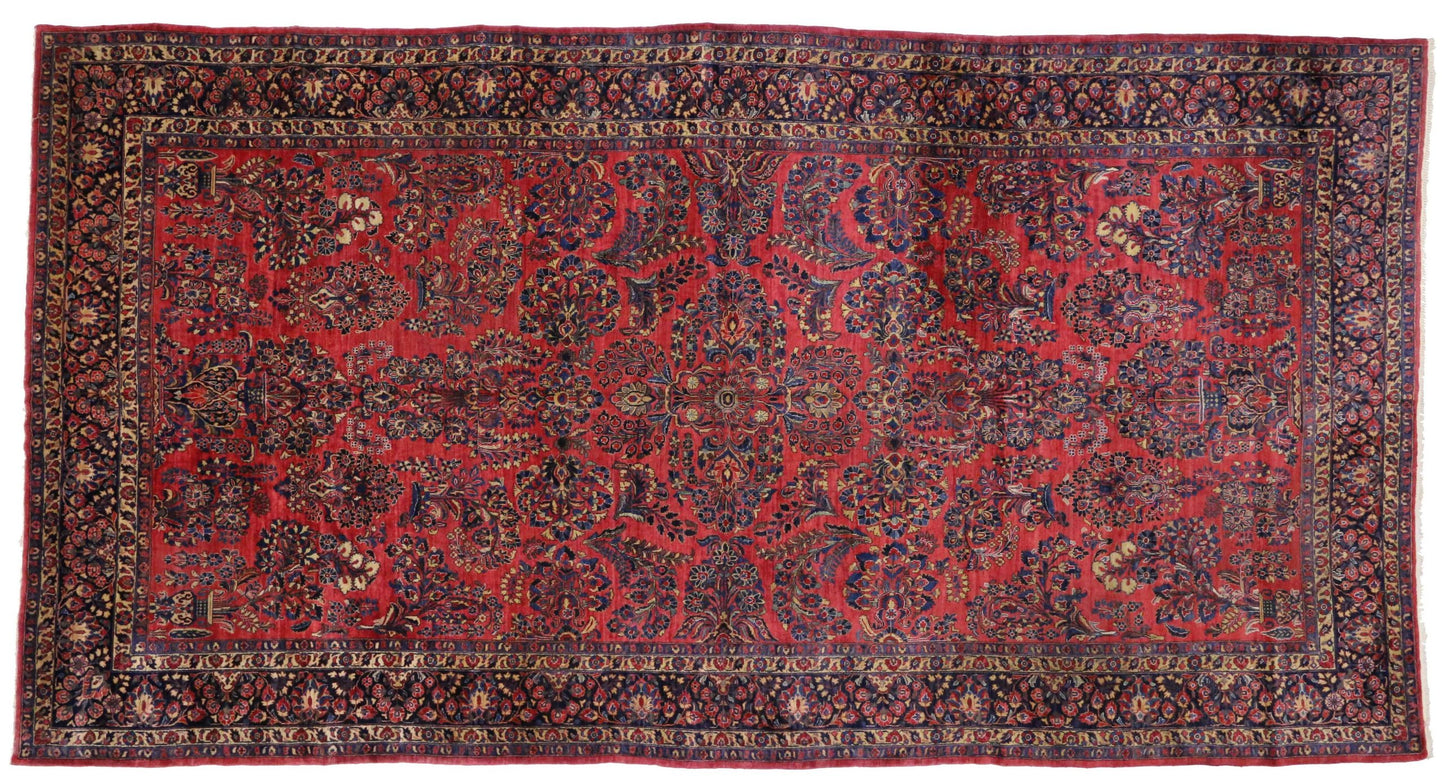 10 x 19 Antique Sarouk Rug 74256