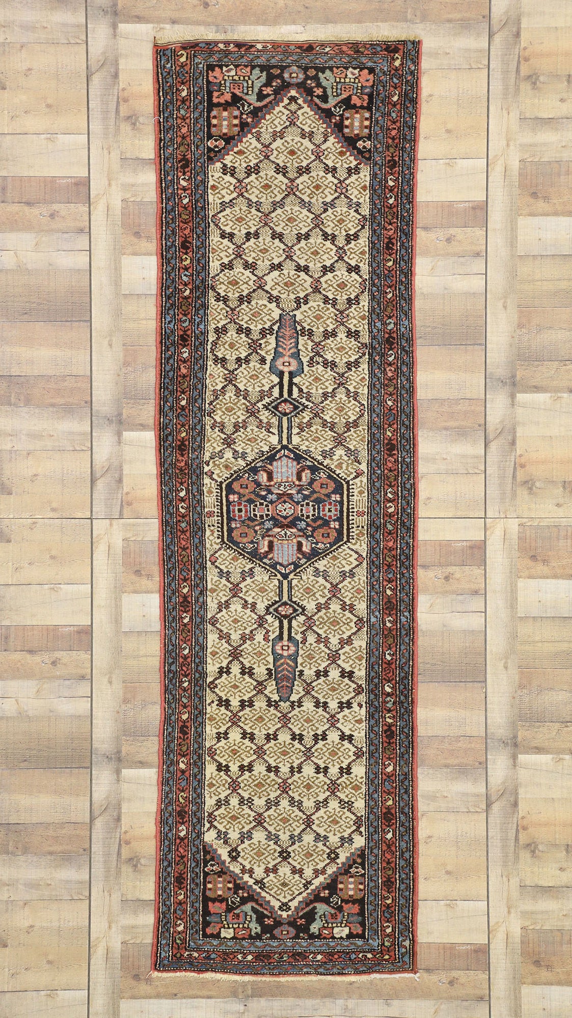 3 x 9 Antique Persian Hamadan Rug 74265