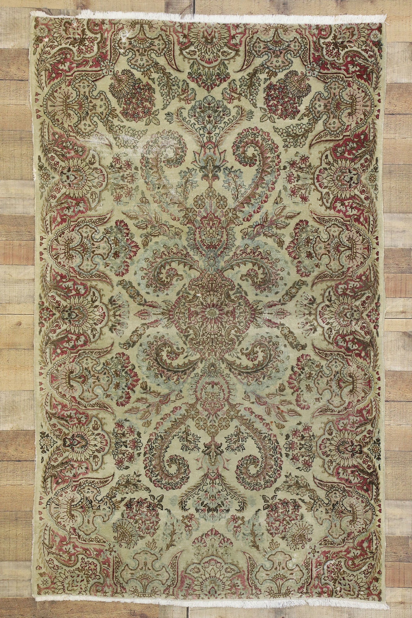 4 x 6 Antique Persian Kerman Rug 74282