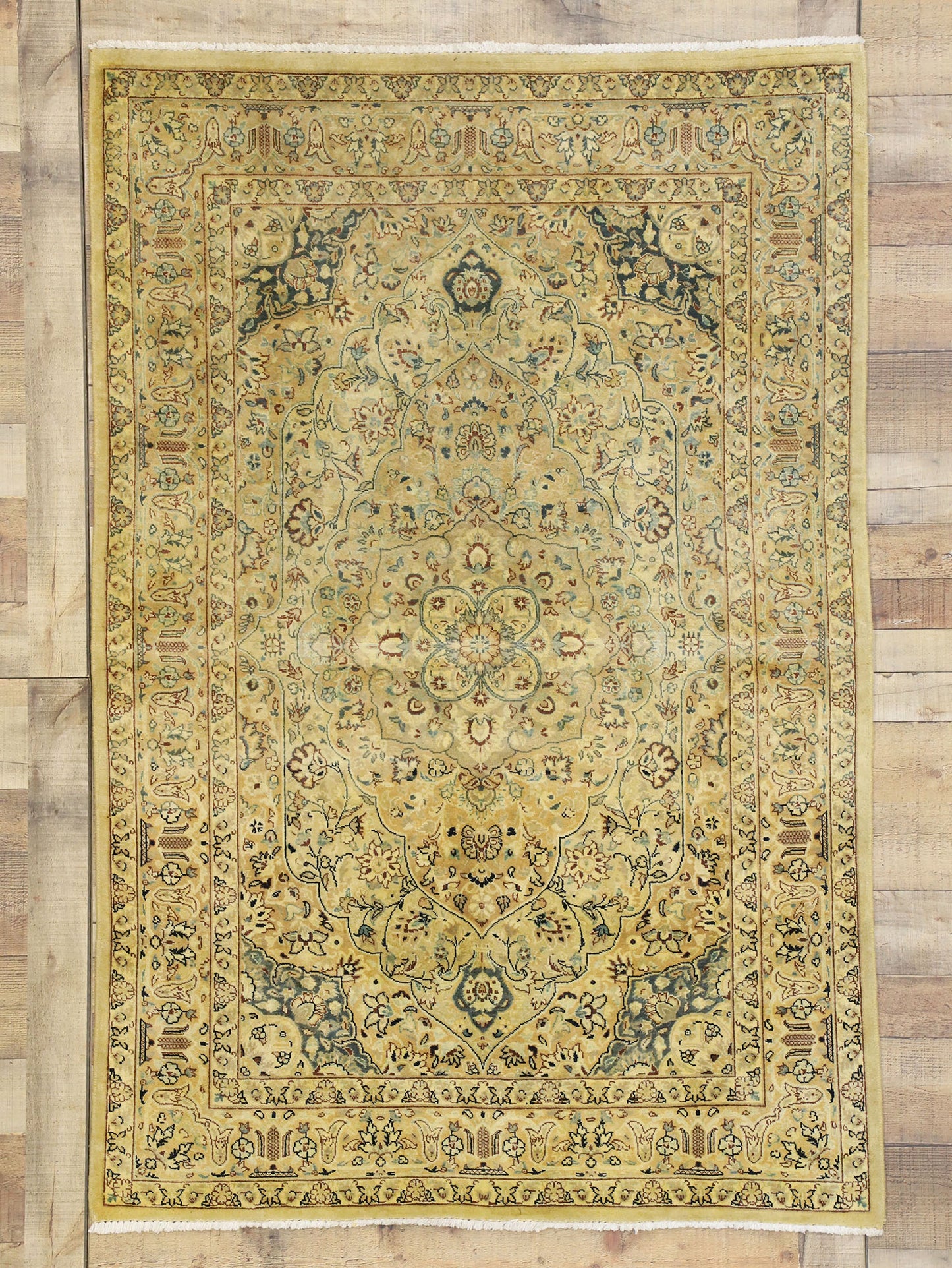 4 x 6 Vintage Indian Mashhad Rug 74339