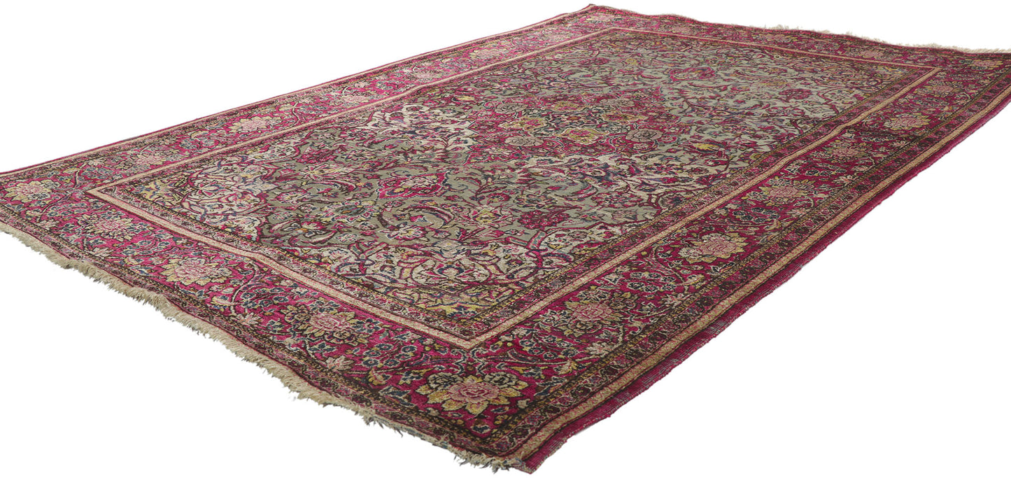 4 x 7 Antique Persian Kashan Rug 74340