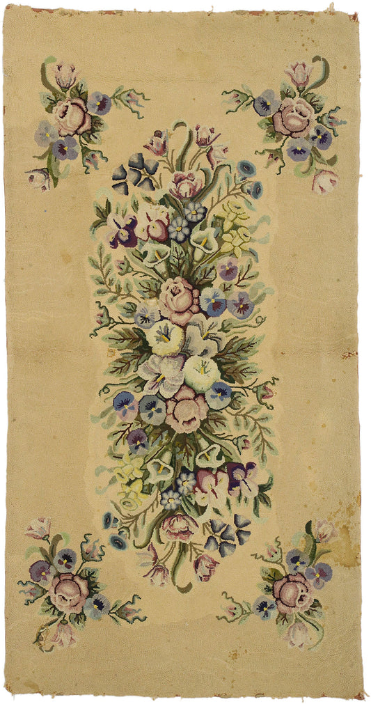 3 x 6 Antique American Hooked Rug 74344