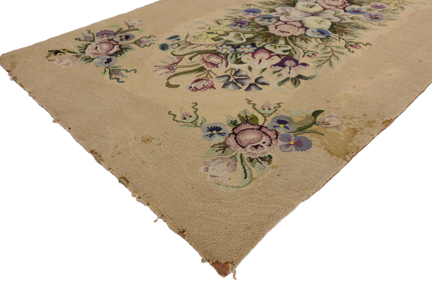 3 x 6 Antique American Hooked Rug 74344