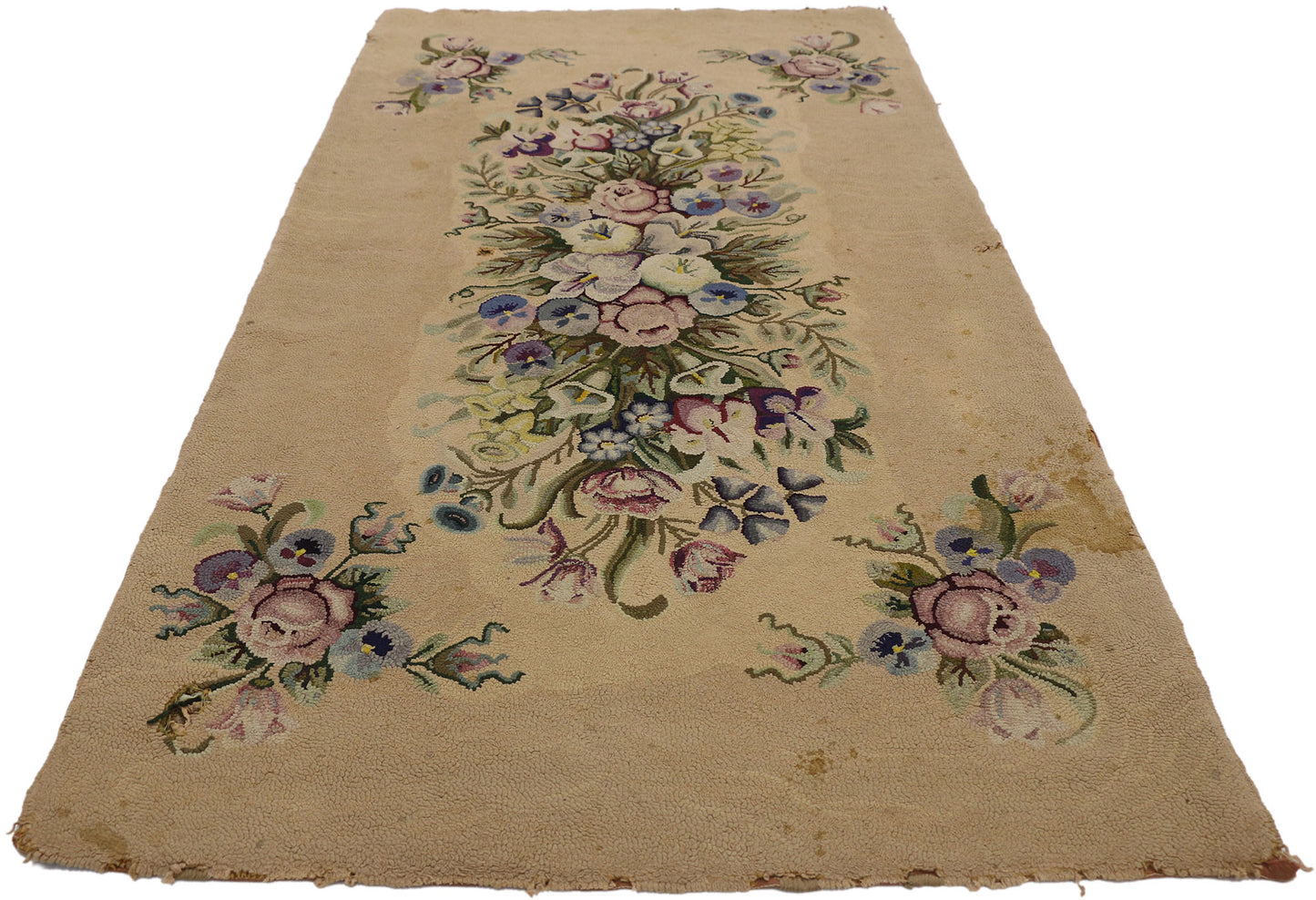 3 x 6 Antique American Hooked Rug 74344