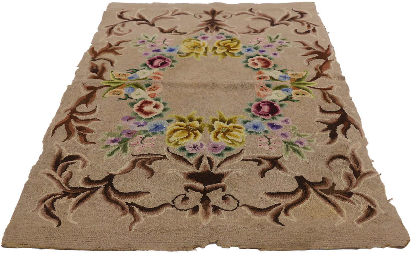 3 x 4 Antique American Hooked Rug 74345