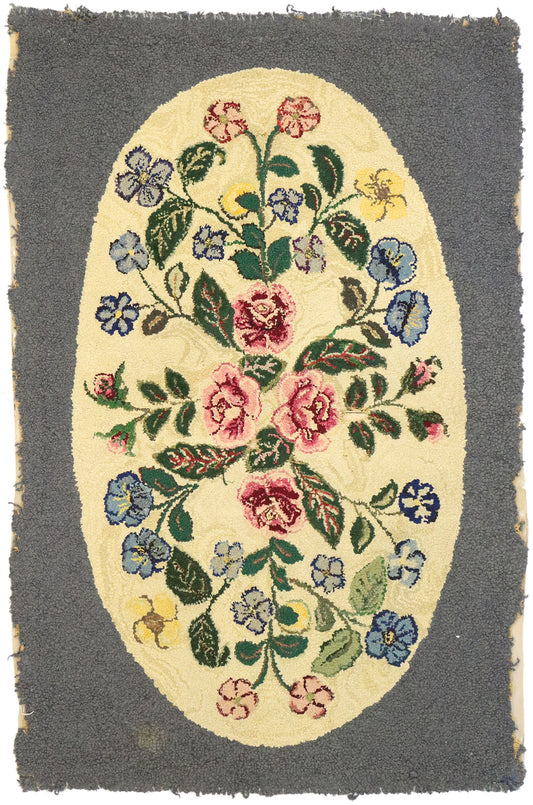 2 x 3 Antique American Hooked Rug 74352