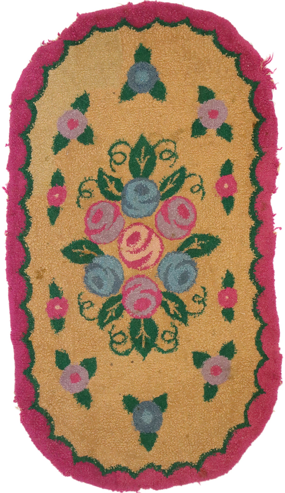 2 x 3 Antique American Floral Hooked Rug 74353
