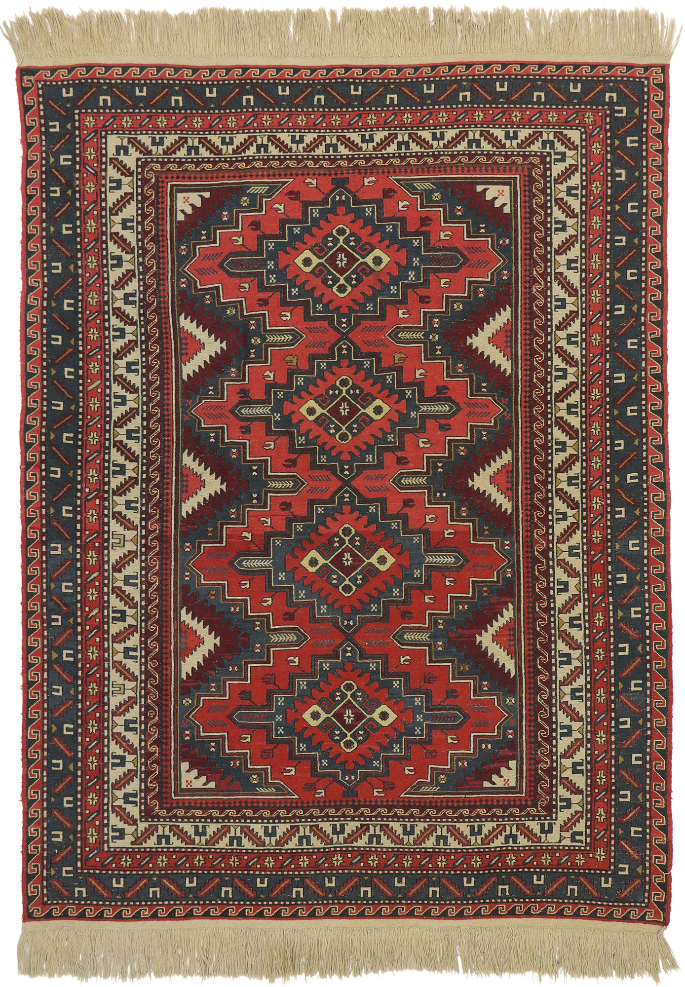 6 x 8 Antique Caucasian Soumak Rug 74375