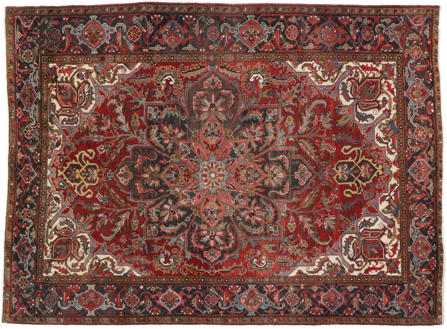10 x 13 Vintage Persian Heriz Rug 74496