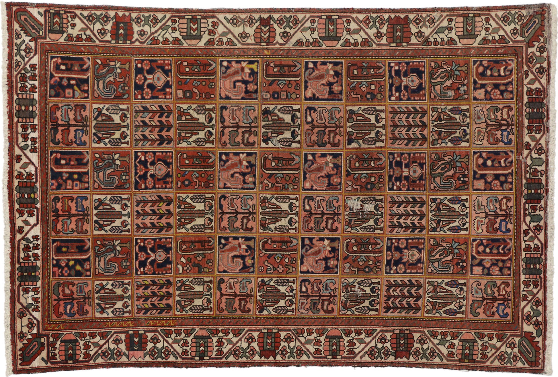 6 x 10 Vintage Persian Bakhtiari Rug 74579